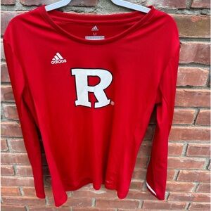 adidas Women's Red Long Sleeve Athletic Tee with White 'R' Logo
